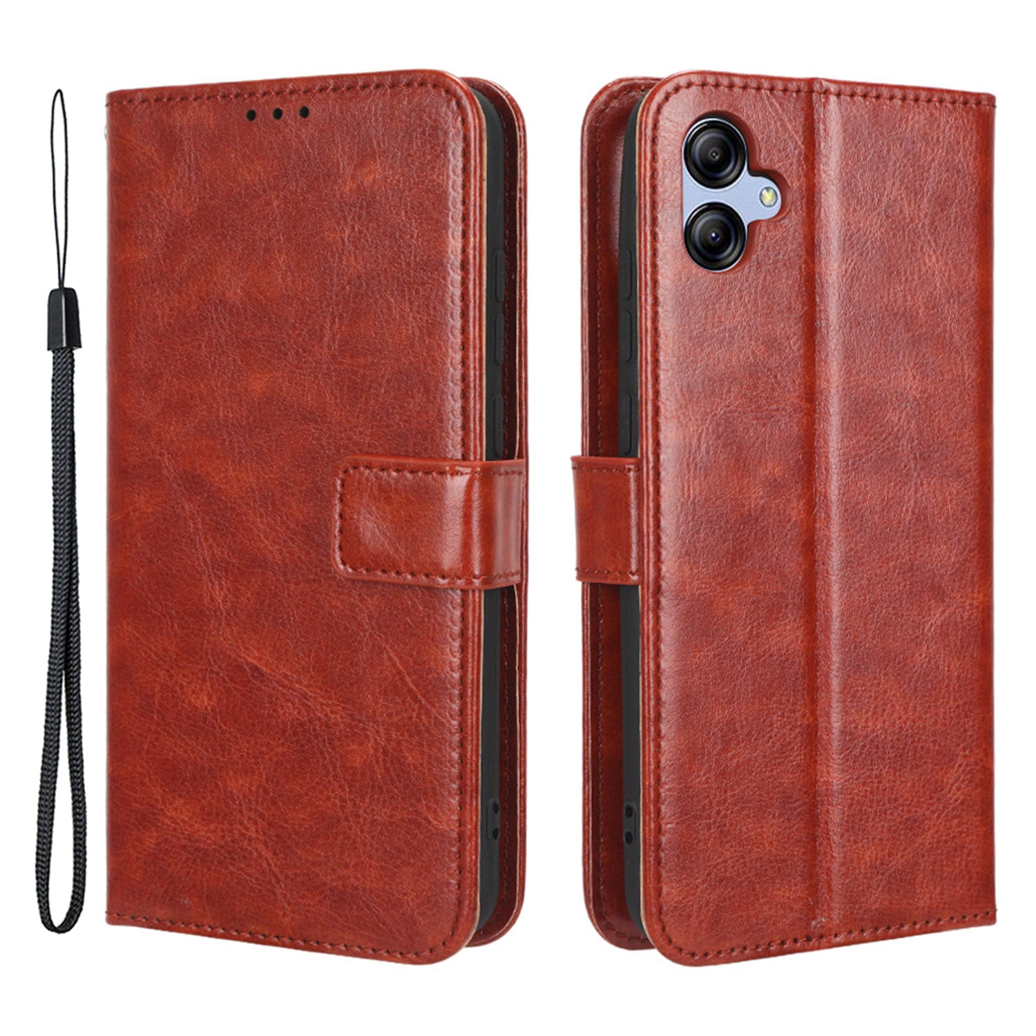 Drop-proof Phone Case For Samsung Galaxy A04e 4G F04 4G M04 4G Crazy Horse Texture Magnetic Flip Wallet Stand PU Leather Cell Phone Cover with Strap Drop-proof Phone Case For Samsung Galaxy A04e 4G F04 4G M04 4G Crazy Horse Texture Magnetic Flip Wallet Stand PU Leather Cell Phone Cover with Strap